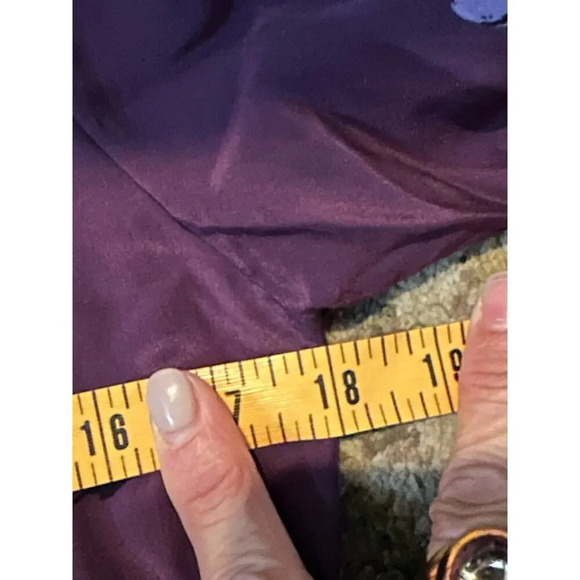 Vintage Purple Floral 100% Silk Button Front Midi Shirt Dress Size 10 - Picture 2 of 5